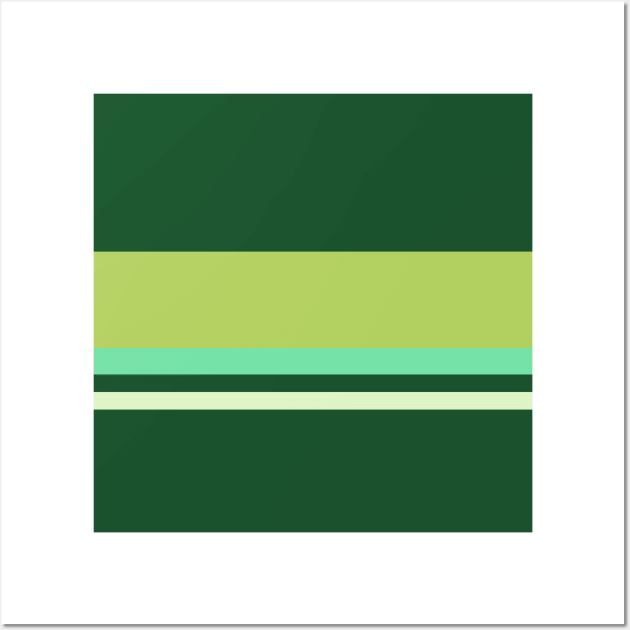 A capital shape of Salem, Seafoam Blue, Very Light Green, Cal Poly Pomona Green and June Bud stripes. Wall Art by Sociable Stripes